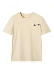Camiseta casual de mujer con cuello redondo y manga corta con estampado de letras, camiseta gráfica, primavera/verano - Albaricoque 3 - Ver 3