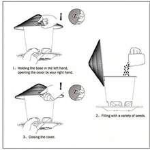 Comedero para pájaros, herramienta de alimentación automática para pies, comedero para pájaros al aire libre, tuerca colgante, soporte dispensador de múltiples agujeros, contenedor de alimentos - Gris - Ver 4