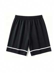 Men's Casual Quick-Dry Round Neck Short Sleeve T-Shirt And Shorts Set, Summer - Black - View 4