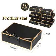 10pcs Black Border Gift Boxes With Lids And Satin Ribbons, 10.6*7.8*3.1 Inch Bridesmaid Invitation Boxes, Multi-Purpose Gift Packaging Boxes, Suitable For Weddings, Bridal Showers, Birthdays, Mother's Day, Anniversaries, Holiday Party Favors - Black - View 3