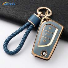 适用于丰田OTA智能钥匙遥控器的带挂绳保护套，适用于丰田OTA Fortuner、Tundra、Camry、Corolla、RAV4、Highlander、Corolla等车型，3/4键TPU智能钥匙保护套 - 汽车配件礼品 - 豐田C款 - 查看 4