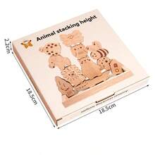 Bloques de apilamiento de animales de madera natural, desafío de equilibrio divertido, desarrolla efectivamente la concentración, coordinación mano-ojo y paciencia de los niños, juguete educativo de aprendizaje temprano para el crecimiento del bebé - Multicolor - View 12