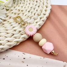 Cute Daisy Beaded Bag Charm Kawaii Pastel Floral Pendant Boho Silicone Bead Decor Accent Apparel Accessories Cosplay DIY Supplies For Purse Backpack Daily Wear Birthday Gift Gifts For Mother, Father, Graduation, And Teacher - Flower - View 1