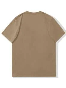 Men's Casual Summer Short Sleeve Crew Neck T-Shirt With QJmotor Logo - 卡其色 - 查看 2