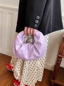 SIMUTINE Unique High-Quality Cloud-Shaped Handbag, New Pleated Underarm Bag, Fashionable Handheld Small Purse, PU Material, Suitable For Daily Use, Shopping, Commuting, Work, University - Purple - View 8