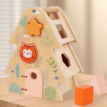 Wooden Tree Sorting Game And Animal Matching Game - Early Learning Educational Toy For Toddlers 2+, Portable "Smart House" Stacking Puzzle, Gift To Develop Fine Motor Skills For Boys And Girls - Multicolor - View 6