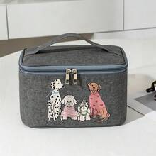 Túi đựng đồ vệ sinh cá nhân bằng vải canvas họa tiết chó mặc áo len, túi du lịch di động tiện dụng. - Nhiều màu - Xem 8