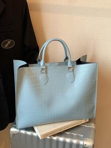 Fashionable Snake Skin Pattern Multi-Purpose Large Capacity Tote Bag For Travel & Shopping - Blue - View 6