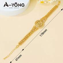 Vòng tay đồng xu thời trang Dubai mạ vàng 24k, vòng tay charm cưới Ả Rập dành cho phụ nữ Hồi giáo Trung Đông, trang sức đeo hàng ngày và dự tiệc. - Vòng tay tiền xu - Xem 14
