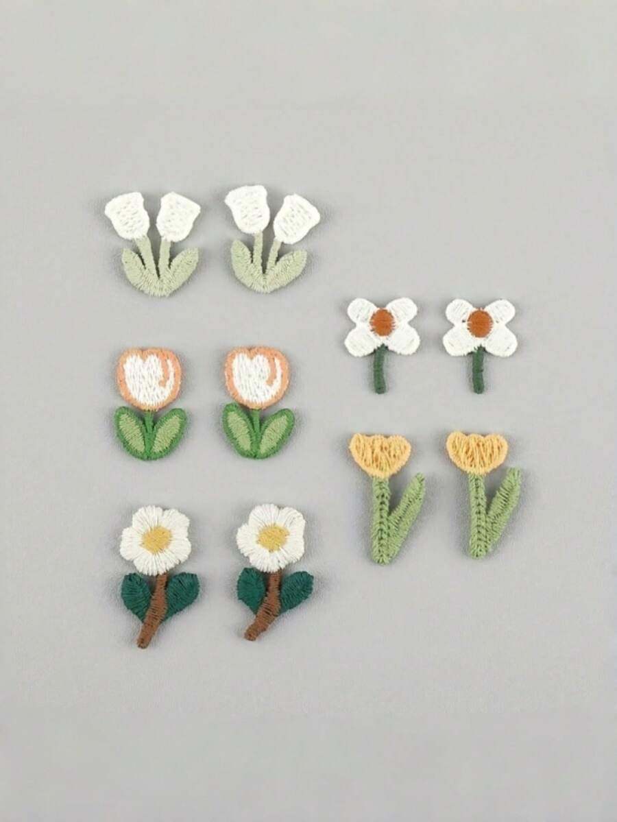 20pcs Lucky Flower Embroidery Patchwork Set - Multi-Functional Decorative Patches For Bag Embellishment And DIY Bag Accessories. Accessories - Multicolor - View 1