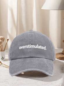 1pc Vintage Washed "Overstimulated" Baseball Cap Adjustable Design, Lightweight And Comfortable To Wear. Ideal For Hiking, Mountaineering, Travel, Sun Protection, And Outdoor Activities. Unisex Casual Streetwear Cap Suitable For All Seasons-Spring, Summer, Fall, And Winter.,Beach,Festival - A - View 8