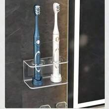 1 Transparent Acrylic Wall-Mounted Electric Toothbrush Storage Rack, No Need To Drill For Installation, Waterproof And Moisture-Proof, Bathroom Special Storage Device, Simple And Transparent, Space-Saving, Convenient To Store Electric Toothbrushes - Multicolor - View 2