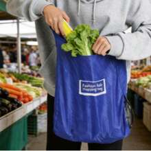 1pc Foldable Shopping Bag, Round Box Design, Portable Grocery Tote, Lightweight & Collapsible, Reusable Bag For Supermarket & Travel - Multicolor - View 2