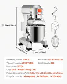 Kommerzieller Knetmaschine 30L für Backbedürfnisse Pizzateig Brotteig usw. Kochmaschine Handelsüblicher 3-Gang-Standmixer aus Hochleistungsstahl Brandneuer - 30L - Übersicht 7