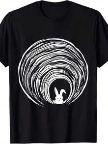 Conspiracy Rabbit Vortex Spiral Theory T-Shirt - Retro Rabbit Hole Graphic  Tee For & - Comfortable Crew Neck Shirt For Birthdays, Gifts, Casual Wear - Black - View 7