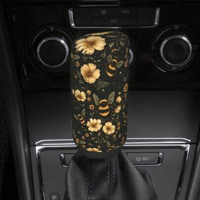 1 cái bọc cần phanh tay và cần số xe hơi bằng sợi polyester in hình hoa cúc, phụ kiện ô tô đa năng, dùng được cho cả nam và nữ.