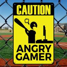 Angry Gamer Warning Sign - Vintage Metal Wall Decor, 7.8 X 11.8inch, Humorous Game Room Plaque, Suitable For Boys' Party Room And Home Decoration, Yellow Background With Black Outline Design, Game Room Decor - Nhiều - Xem 2
