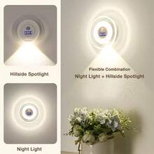 Luz nocturna con sensor de movimiento inteligente con reloj, control táctil y remoto, luz de pared magnética recargable, 3 modos de color para dormitorio, escaleras y pasillo - Blanco - Ver 5