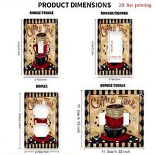 1pc Vintage Coffee Cup Printed Switch Panel Cover, Single/Double Hole Universal, PC Plastic Material, Easy Installation Anti-Scratch, Suitable For Farmhouse/Cafe, American Retro Home Decor Accessory - Star - View 1