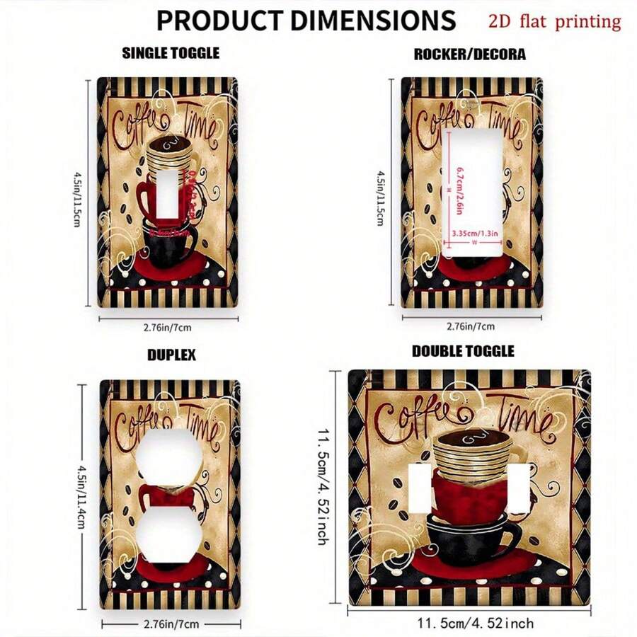 1pc Vintage Coffee Cup Printed Switch Panel Cover, Single/Double Hole Universal, PC Plastic Material, Easy Installation Anti-Scratch, Suitable For Farmhouse/Cafe, American Retro Home Decor Accessory - Star - View 1