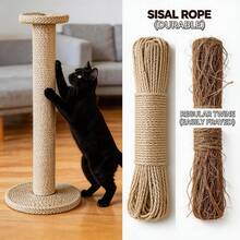 Dây thừng sisal tự nhiên 100%, kích thước 0.4*1000cm, siêu bền, chống trầy xước, sử dụng được lâu hơn dây gai dầu thông thường, lý tưởng cho việc tự làm trụ cào móng và khung leo trèo cho mèo. - 1 bó dây thay thế nhiều màu, đường kính 4mm, dài 10m - Xem 3