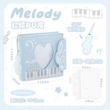 レザーカードケース・カードファイル 可愛い音符・水玉柄 1 ポケットカードアルバム 推し活 リング式 コンパクト収納ブック - ピンクカードアルバム - チェックする 2