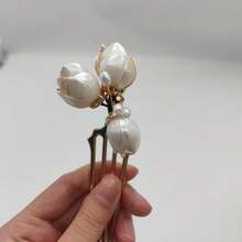 1个玉兰花U形发簪，新款中式发饰，优雅汉服/旗袍装饰，旅行，生日 - 彩色 - 查看 2