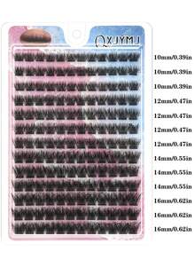 156pcs Fluffy & Thick False Eyelashes, 10-16mm Mixed Length Individual Lashes, High Quality Densely Packed Lashes, Combination Of Multiple Lengths To Naturally Enhance Eyes, Reusable DIY Eyelash Extension, Suitable For Beginners, Daily And Party Makeup, Ideal Beauty Gift For Women, Portable Packaging - D - View 6