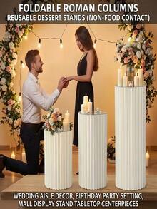 Columna romana plegable de papel, adecuada para fiestas, bodas, compromisos, cumpleaños, mesas de postres, escaparates, interior y exterior, fácil instalación - lmz-10 - Ver 4