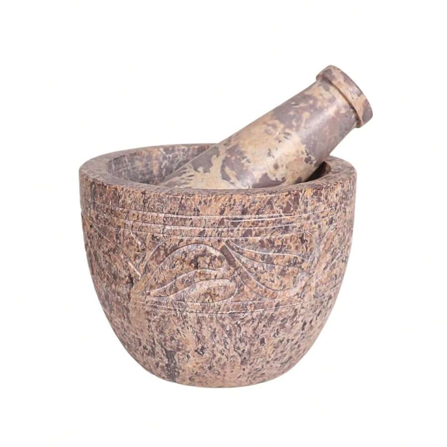 Divit Shilp Mortar And Pestle, Made Of Heavy Duty Polished Hard Stone, Natural Stone Grinder For Spices, Pastes, Herbs, Seasoning Etc. (Natural) - ColorQ - View 1