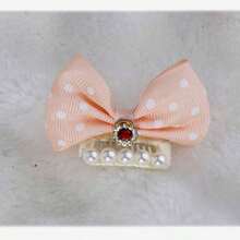 New Rhinestone Bow Pet Hair Clips, Cute Dog Hair Accessories For Yorkie Maltese, Cat Dog General Hairpins - Red and White - View 2