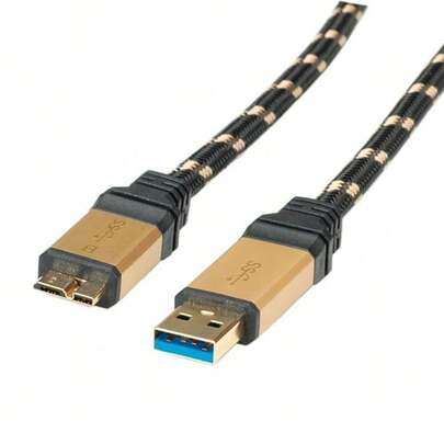 Cavo USB ROLINE 11.02.8878 da 0,8 m USB 3.2 Gen 1 (3.1 Gen 1) USB A Micro-USB B Nero, Oro
