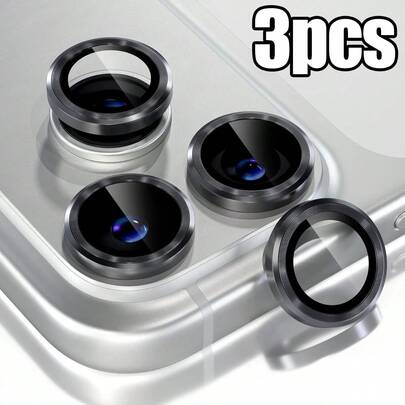 Bộ 3 miếng dán bảo vệ ống kính camera màu đen, tương thích với iPhone 17/17Air/17Pro/17Pro Max/17e, 16/16e/16Pro/16Plus/16Pro Max, 15 Pro Max/15 Pro/15 Plus/15, 14/13/12/11 và nhiều dòng khác. Chống bám dầu, chống trầy xước, chống vân tay và chống bụi, bảo vệ toàn diện, không bọt khí, dễ dàng lắp đặt. Kính cường lực với khung kim loại, độ trong suốt cao. Kính cường lực với khung kim loại, độ trong suốt cao.