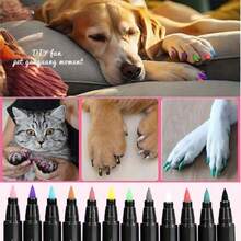 12 Colors Pet Nail Polish, Suitable For Dogs And Cats, Easy To Apply, Quick Drying, 12 Colors Optional, Hand-Drawn Graffiti Pen DIY Nail Pen Colorful Dual-Tip Marker Pen - Multicolor - View 4