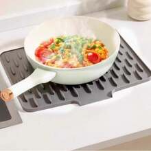 All-In-One Silicone Sink Mat - Water Flow Guide, Dish Drying, Heat Resistant Mat - Grey - View 7