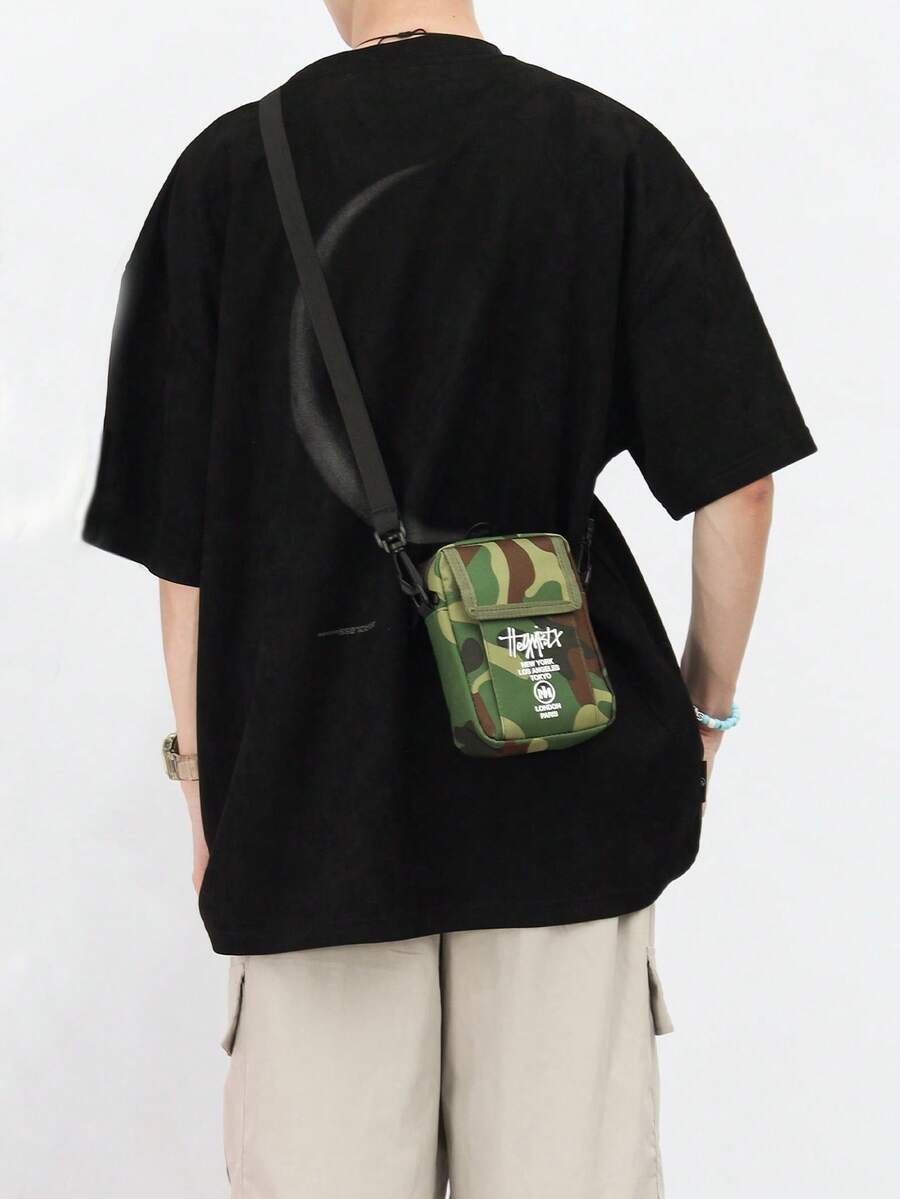品牌时尚便携手机包，户外休闲小包，单肩斜挎包 - 綠色 - 查看 1