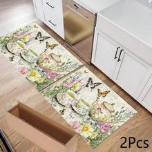 1 件装花卉图案吸水垫/沥水垫，适用于咖啡机、餐具 - 涤纶吸水桌面保护垫，带橡胶防滑垫，可用于厨房台面装饰、家庭酒吧和餐桌 - 彩色 - 查看 11