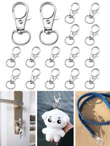 Conjunto de 5 a 100 chaveiros giratórios com mola, fecho lagosta giratório de liga metálica de alta qualidade, ideais para confecção de chaveiros, chaveiros em geral, enfeites para bolsas, decoração de chaves de carro, bijuterias, presentes de Natal, acessórios de praia para o verão, presentes para amigos e muito mais. Material atraente para criação de bijuterias. - chaveiro - Ver 1