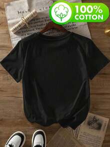 Short-Sleeve Graphic Tees With "VAN GOGH" Letter Print, 100%  Women's T-Shirt, Spring/Summer, Stylish One-Piece For Parties, Free Daily Gift Today, My Recently Purchased Items... Orders Not Yet Shipped, Qqq, Women's Clothing Promotion, 9134100% Cotton100% Cotton - 黑色 - 查看 4