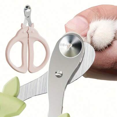 1 Stück Edelstahl Katzenkrallenschneider mit Sicherheitsschutz, professioneller Tierpflege-Nagelschneider für Katzen und kleine Tiere, scharfe Klinge, rutschfester ergonomischer Griff, Anti-Überschneiden Katzenzubehör