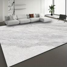 Luxurious Thickened Soft Rectangular Floor Mat, Modern Minimalist Abstract Pattern Carpet, Gray And White Color Scheme, With Backing, Soft, Suitable For Living Room, Indoor And Outdoor Spaces, Bedroom, Office, Dining Room, Balcony, Courtyard, Entrance Mat, Home Decoration, Room Decoration, Outdoor Decoration, Suitable For Halloween, Christmas - 1PC - 查看 1