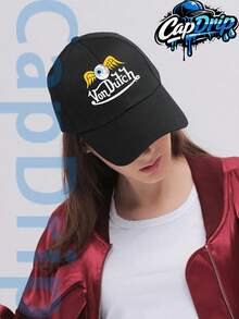 Black 1pc Unisex Von-Dutchs Print Baseball Cap, Sun Hat, Curved Brim, Dad Cap.Suitable For Daily Use And Outdoor Activities.Outdoor Adjustable Sun Cap.Spring-Summer Travel, Tourism, Beach Vacation Hat. - 紅色3 - 查看 2