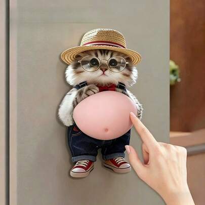 Cute 3D Cat Belly Wall Sticker - Squishy Soft Small Cat Pad, Animal Collision Protector Suitable For Apartment, Home, Bathroom, Kitchen And Bedroom, Phone, Laptop, Pet Door/Wall Protective Cover, Strong Adhesive