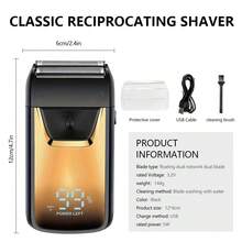Dual Blade Electric Shaver, Men's Dedicated, Bald Head Shaver, Barber Use, Wireless Design, Professional Rechargeable Shaver/Groomer, Ultra Close Shave - Gold - View 8