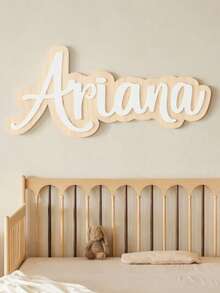 1pc Customized Creative Wooden Base Acrylic Letter Name Plate, Double-Layer Personalized Name Decor, Creative Name Wall Sticker, Handmade Letter Decoration, Suitable For Bedroom, Living Room, Wedding, Housewarming, Christmas Gift - Multicolor - View 4