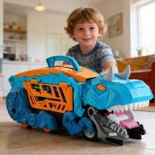 Dinosaur Truck Toy Series, Designed For Children And Toddlers, Includes 1 Dinosaur Transport Truck And 6 Racing Car Toys, Dinosaur Truck Can Launch Cars From Its Mouth, Suitable For Toddlers Aged 3-6 Years Old, Great Birthday/Christmas/Back To School Gift For Boys And Girls Aged 3-6 - Dinosaur Car - View 4