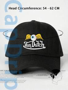 Black 1pc Unisex Von-Dutchs Print Baseball Cap, Sun Hat, Curved Brim, Dad Cap.Suitable For Daily Use And Outdoor Activities.Outdoor Adjustable Sun Cap.Spring-Summer Travel, Tourism, Beach Vacation Hat. - 紅色3 - 查看 3