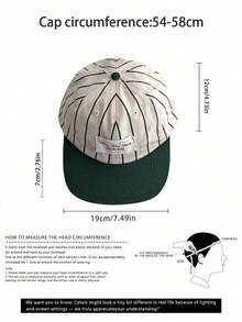 1pc Minimalist Letter Patch Striped Brim Casual Baseball Cap, Unisex Retro Hop Hat Spring/Summer Outdoor, Suitable Street Fashion, Hiphop, Back To School - Sọc vải - Xem 2