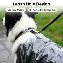 Transparent Dog Raincoat, Waterproof Clear Hooded Dog Rain Poncho With Leash Hole, Lightweight Pet Rain Jacket With Black Trim For Small Medium Large Dogs, Full Body Coverage Rainwear For Outdoor Walking - Black - View 3