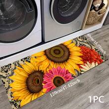 1pc Sunflower Pattern Printed Rug, Long Doormat Series, Suitable For Living Room, Laundry Room, Bathroom, Kitchen, Bedroom - Multicolor - View 9